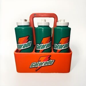 Gatorade 6 PACK Carrier Holder w/Six 32 oz Sport Water Squeeze‎ Bottle Vintage